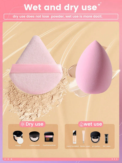 6pcs Makeup Sponge Set, Suitable For Cream And Powder Concealer, Soft Triangle Puff, For Facial Makeup
