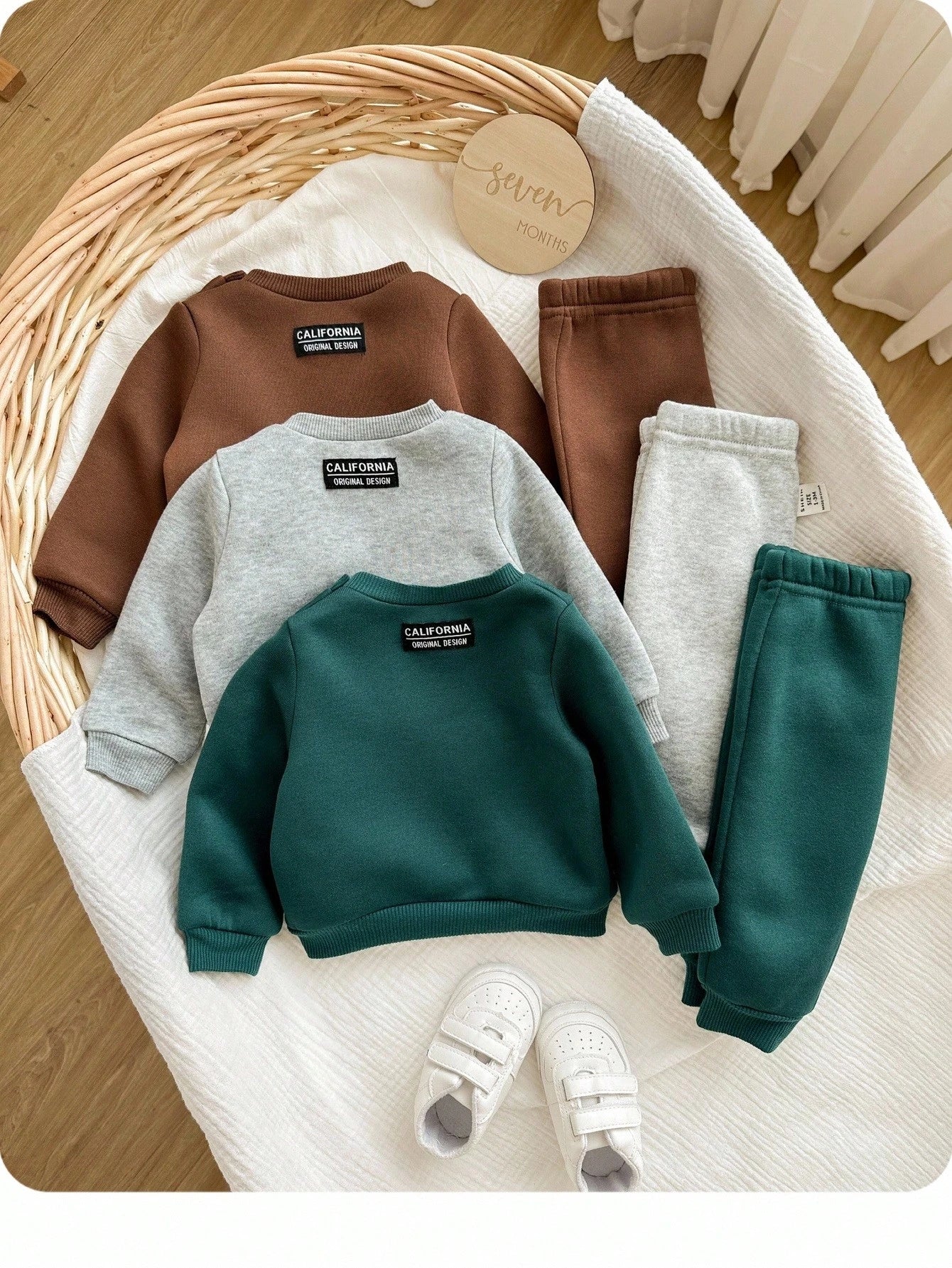 6pcs-Piece Set Newborn Baby Boy Casual Round-Neck And Trousers With Patch,Green,Autumn,Modest,Family Matching Toddler Fall Sweatpants Set Winter