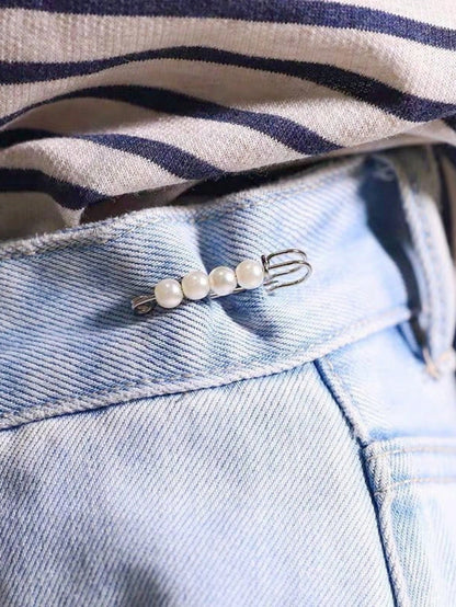 6pcs/Set Zinc Alloy Pin, Modern Faux Pearl Decor Anti Slip Pin For Clothes