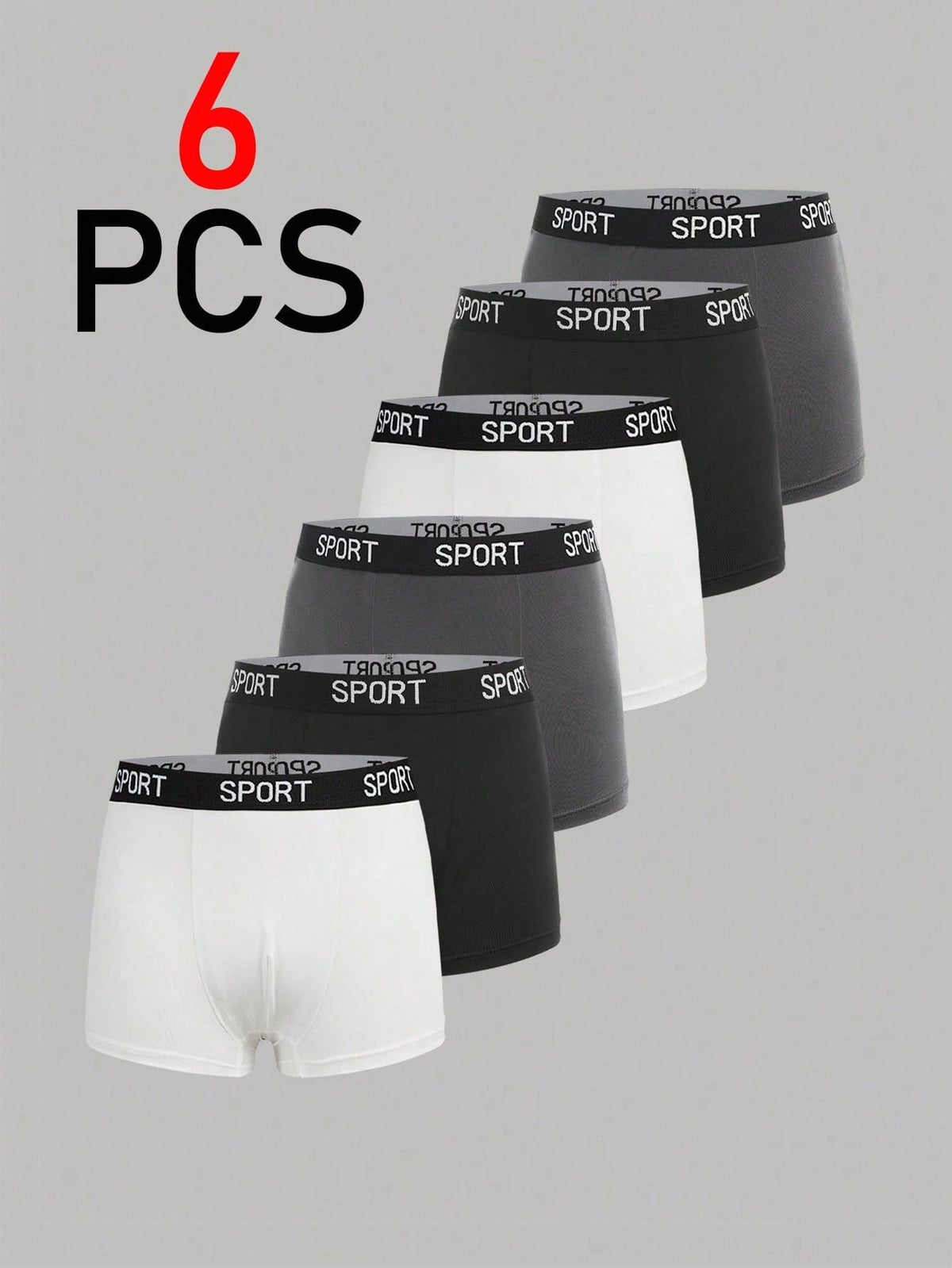 6pcs Teen Boy Simple Comfortable Letter Elastic Waist Briefs