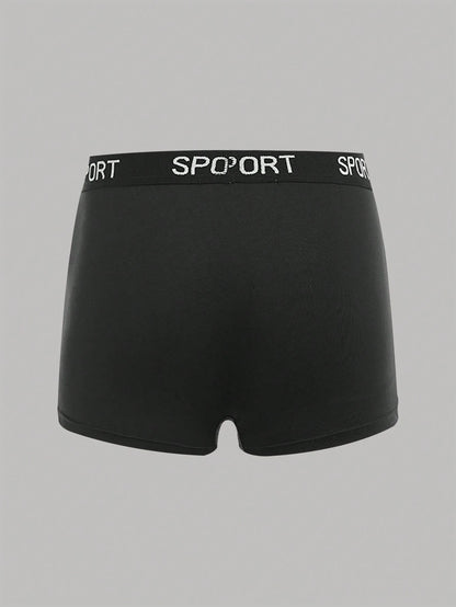 6pcs Teen Boy Simple Comfortable Letter Elastic Waist Briefs