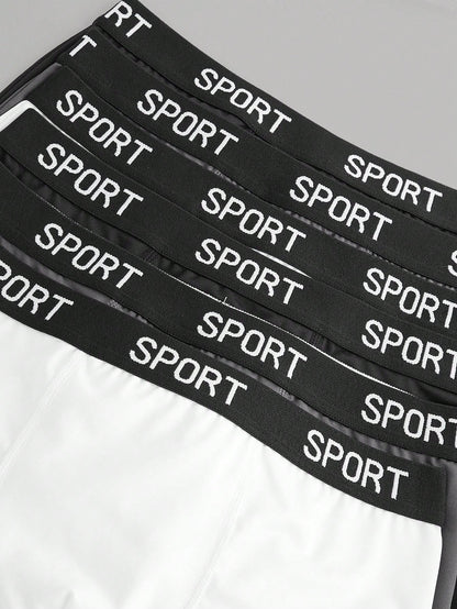 6pcs Teen Boy Simple Comfortable Letter Elastic Waist Briefs