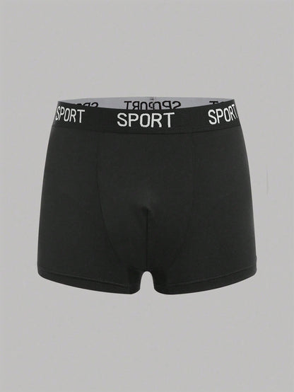 6pcs Teen Boy Simple Comfortable Letter Elastic Waist Briefs