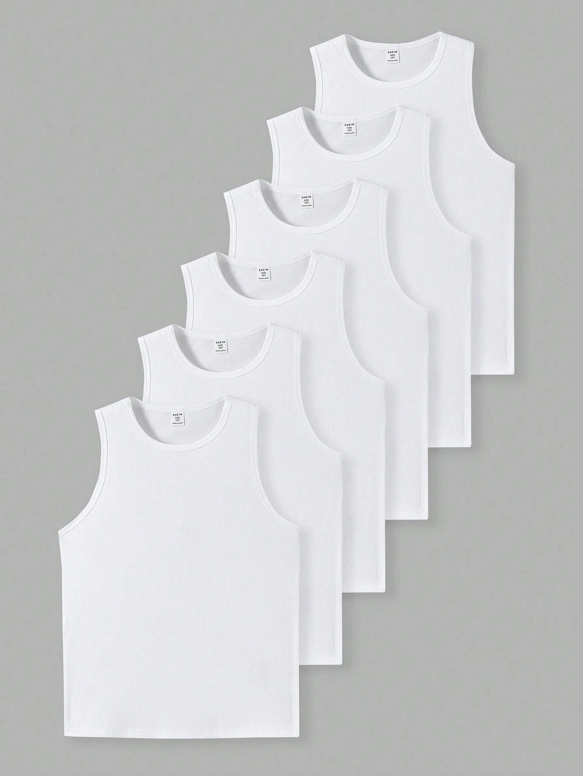 6pcs Tween Boys' Casual Solid Color Fitted Undershirt, White Sleeveless Vest, Suitable For Summer And Spring
