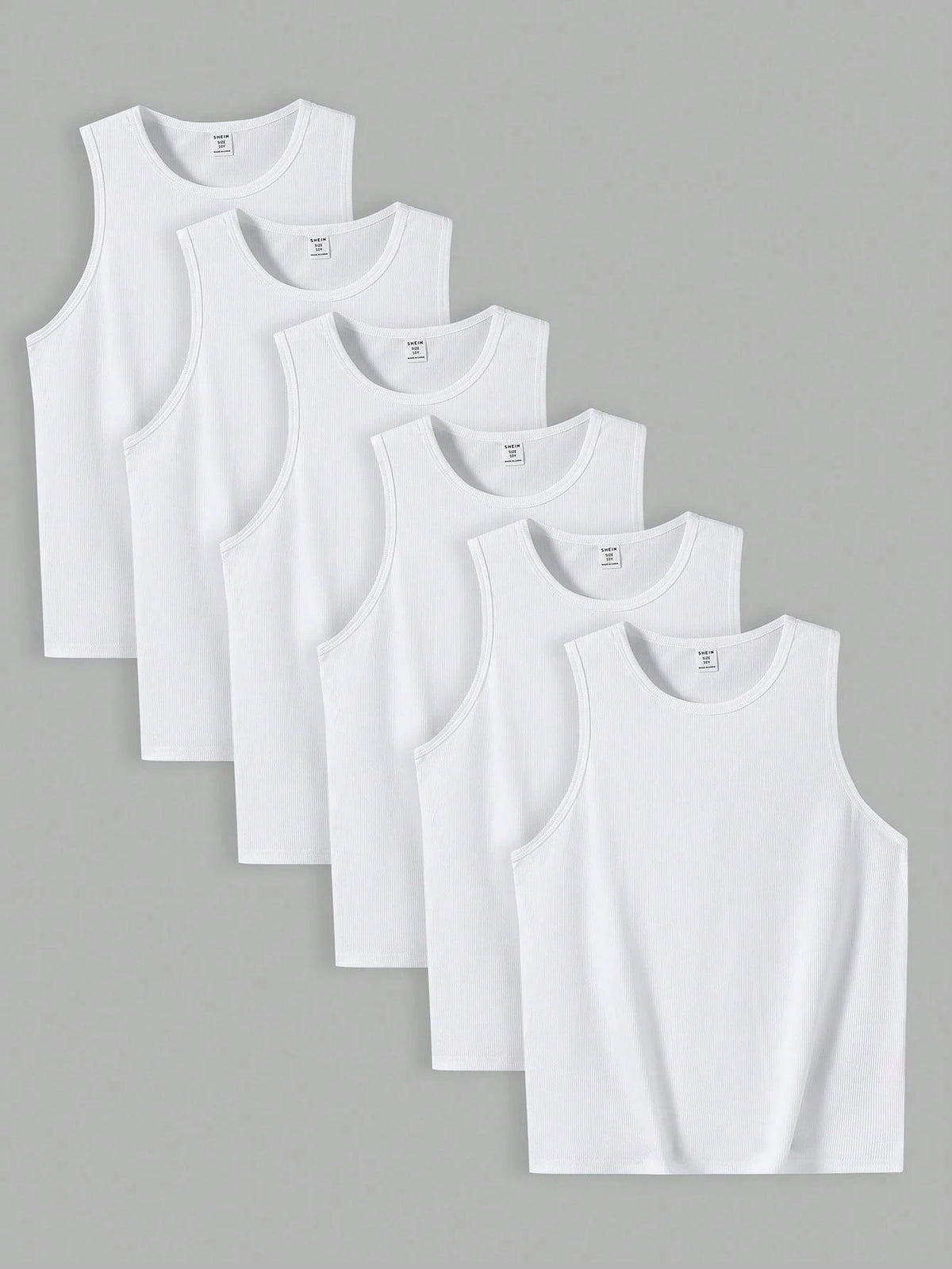 6pcs Tween Boys' Casual Solid Color Fitted Undershirt, White Sleeveless Vest, Suitable For Summer And Spring