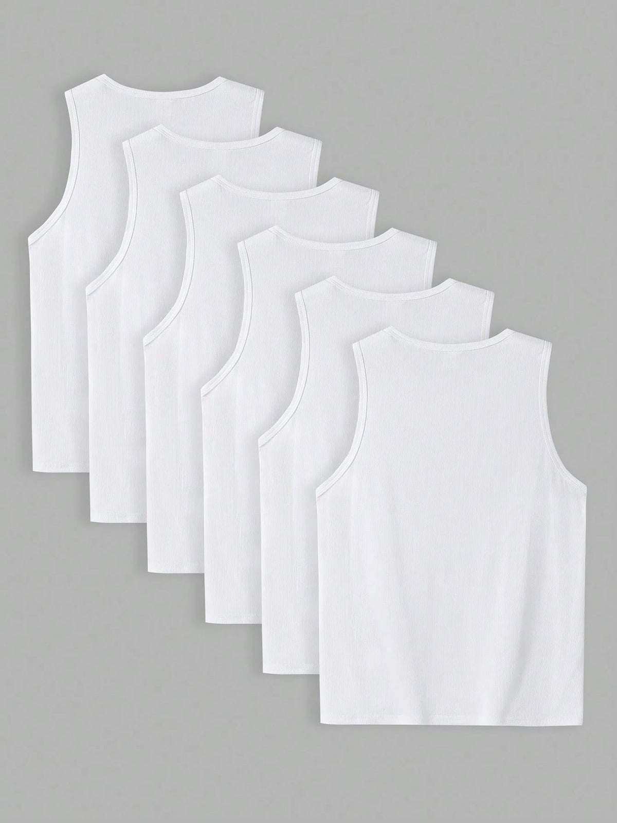6pcs Tween Boys' Casual Solid Color Fitted Undershirt, White Sleeveless Vest, Suitable For Summer And Spring
