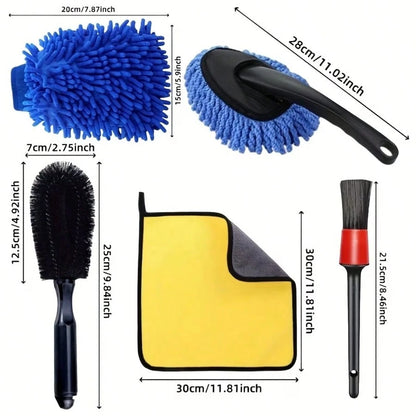 7/6/3pcs Car Detail Beauty Tool Set, Car Cleaning Tool Set, Interior Tool Brush, Vehicle Maintenance Tool Kit, Including Gap Brush, Cleaning Duster, Car Wash Towel, Dusting Brush, Chenille Gloves, Mul