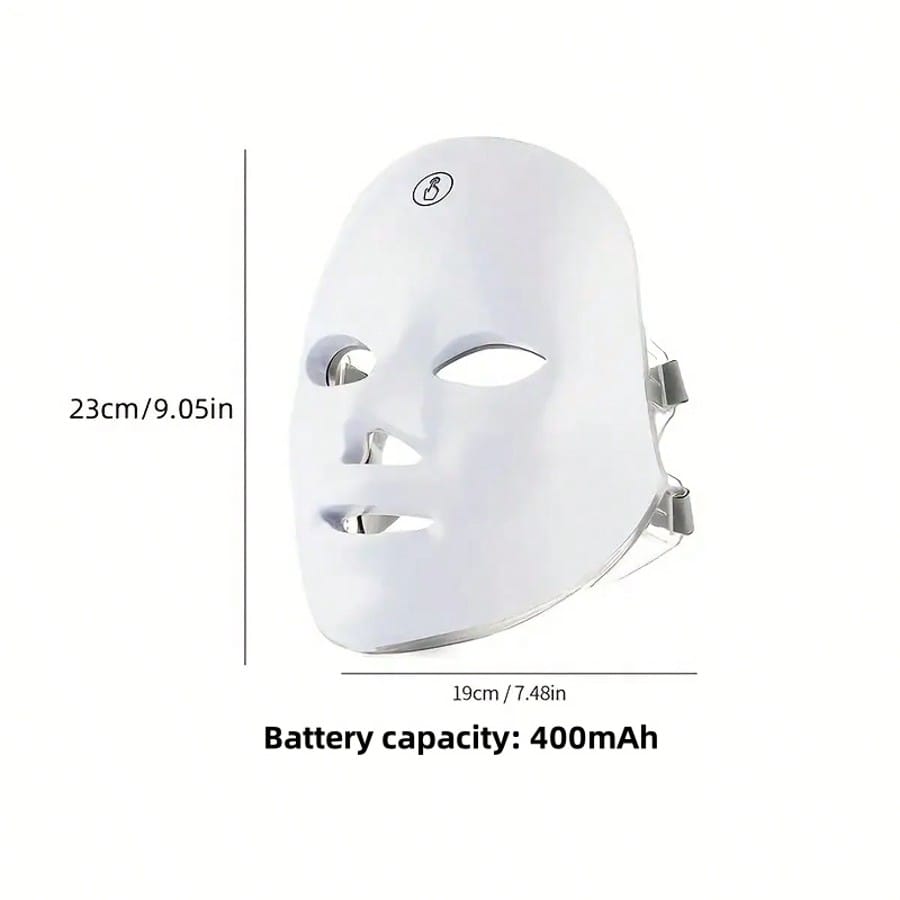 7-Color LED Light Mask- Rechargeable, USB-Powered With 400mAh Lithium Battery, Fragrance-Free, White- Ideal For Skin Care & Beauty Regimens, Light For Face