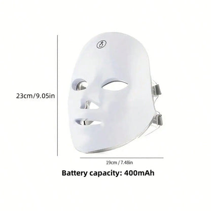7-Color LED Light Mask- Rechargeable, USB-Powered With 400mAh Lithium Battery, Fragrance-Free, White- Ideal For Skin Care & Beauty Regimens, Light For Face
