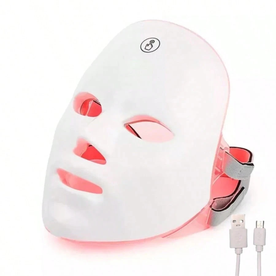 7-Color LED Light Mask- Rechargeable, USB-Powered With 400mAh Lithium Battery, Fragrance-Free, White- Ideal For Skin Care & Beauty Regimens, Light For Face