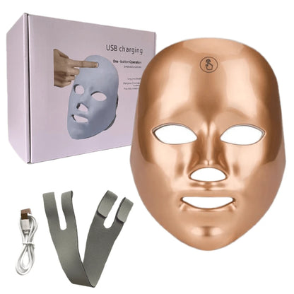7-Color LED Light Mask- Rechargeable, USB-Powered With 400mAh Lithium Battery, Fragrance-Free, White- Ideal For Skin Care & Beauty Regimens, Light For Face