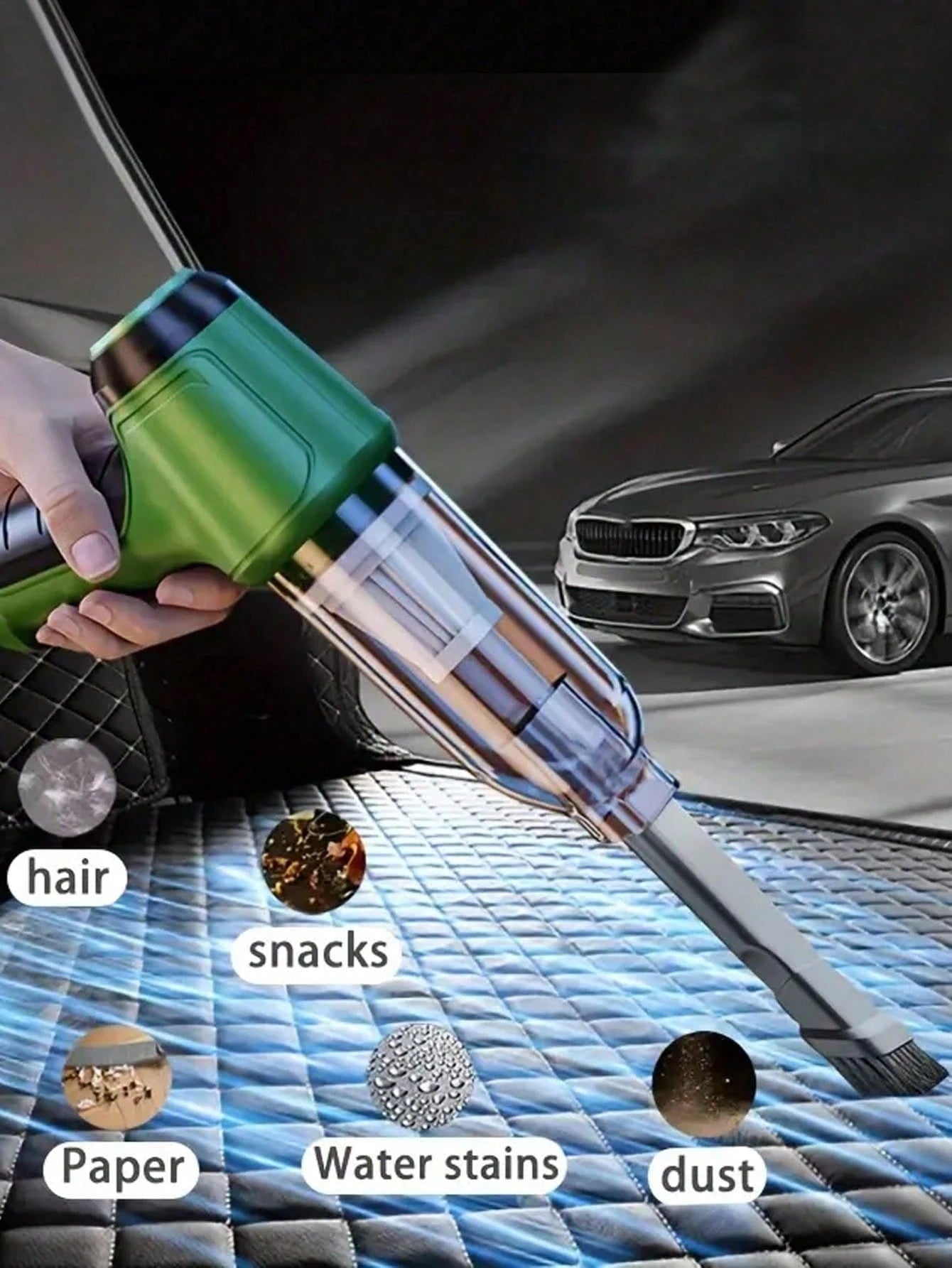 7-In-1 Portable Wireless Vacuum Cleaner, 2400mAh Rechargeable Battery High-Power Mini Vacuum, Compressor Air Blower And Pump Handheld Vacuum With Brushless Motor Suitable For Car, Home, Office, Campin