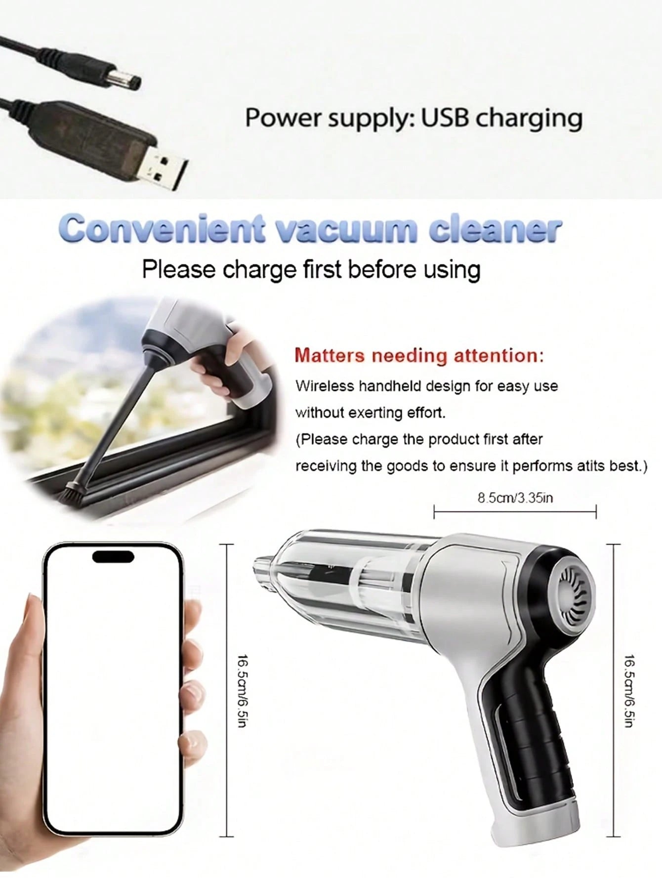 7-In-1 Portable Wireless Vacuum Cleaner, 2400mAh Rechargeable Battery High-Power Mini Vacuum, Compressor Air Blower And Pump Handheld Vacuum With Brushless Motor Suitable For Car, Home, Office, Campin