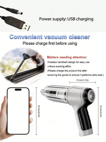 7-In-1 Portable Wireless Vacuum Cleaner, 2400mAh Rechargeable Battery High-Power Mini Vacuum, Compressor Air Blower And Pump Handheld Vacuum With Brushless Motor Suitable For Car, Home, Office, Campin