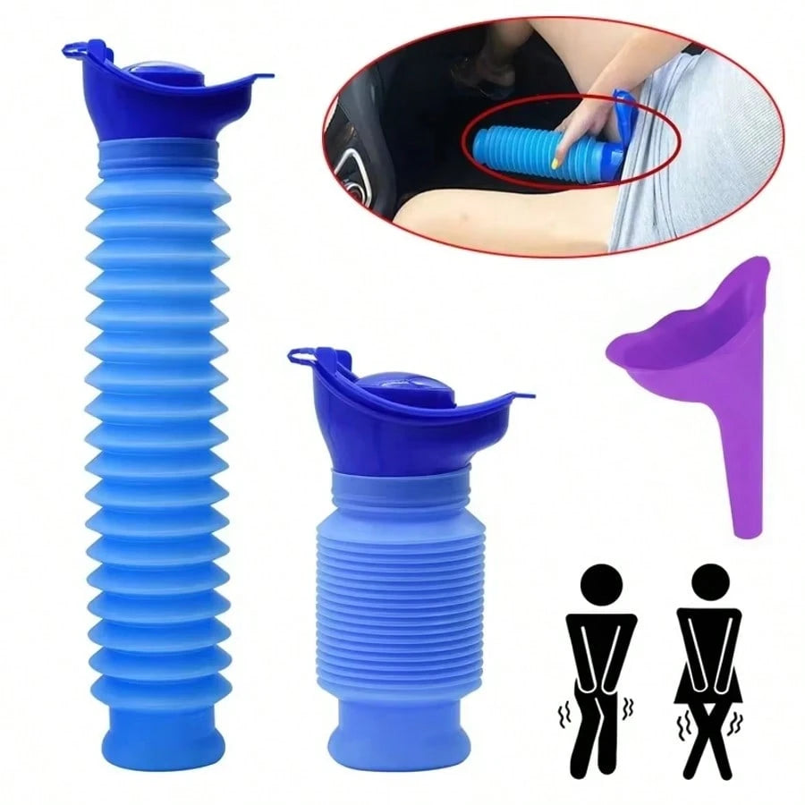 750ml Portable Outdoor Car Urinal, Retractable No-Squat Design For Women & Kids, Travel, Camping, Hiking Emergency Use, Collapsible