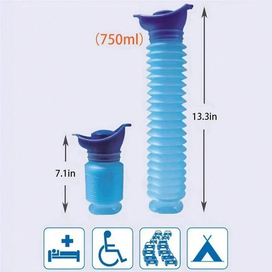 750ml Portable Outdoor Car Urinal, Retractable No-Squat Design For Women & Kids, Travel, Camping, Hiking Emergency Use, Collapsible