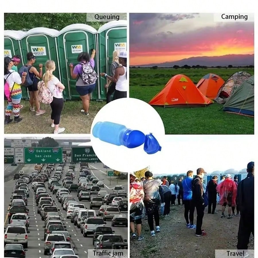 750ml Portable Outdoor Car Urinal, Retractable No-Squat Design For Women & Kids, Travel, Camping, Hiking Emergency Use, Collapsible