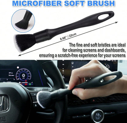 7PCS Car Detailing Brush Set, Ultra Soft Boars Hair Car Interior Detailing Brushes, Car Interior Detailing Kit, Car Cleaning Gel Supplies Kit, Car Dust Brush, Car Accessories For Truck, Suv, Interior