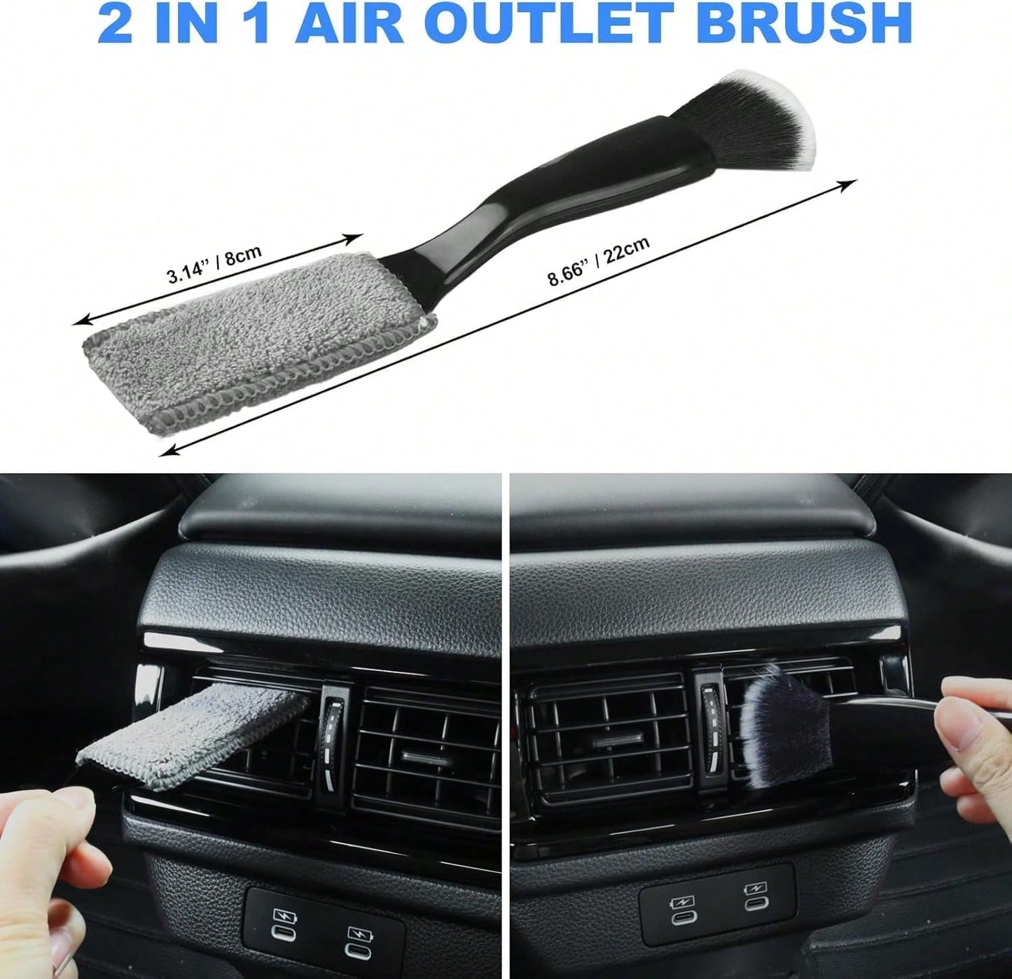 7PCS Car Detailing Brush Set, Ultra Soft Boars Hair Car Interior Detailing Brushes, Car Interior Detailing Kit, Car Cleaning Gel Supplies Kit, Car Dust Brush, Car Accessories For Truck, Suv, Interior