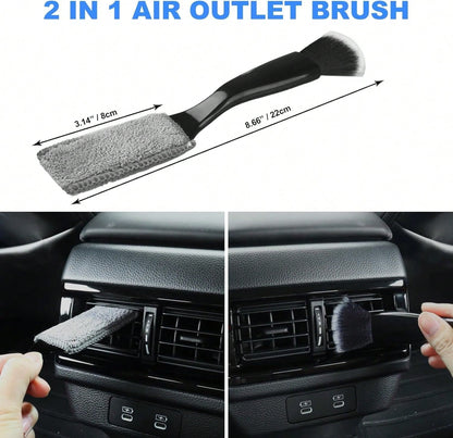 7PCS Car Detailing Brush Set, Ultra Soft Boars Hair Car Interior Detailing Brushes, Car Interior Detailing Kit, Car Cleaning Gel Supplies Kit, Car Dust Brush, Car Accessories For Truck, Suv, Interior