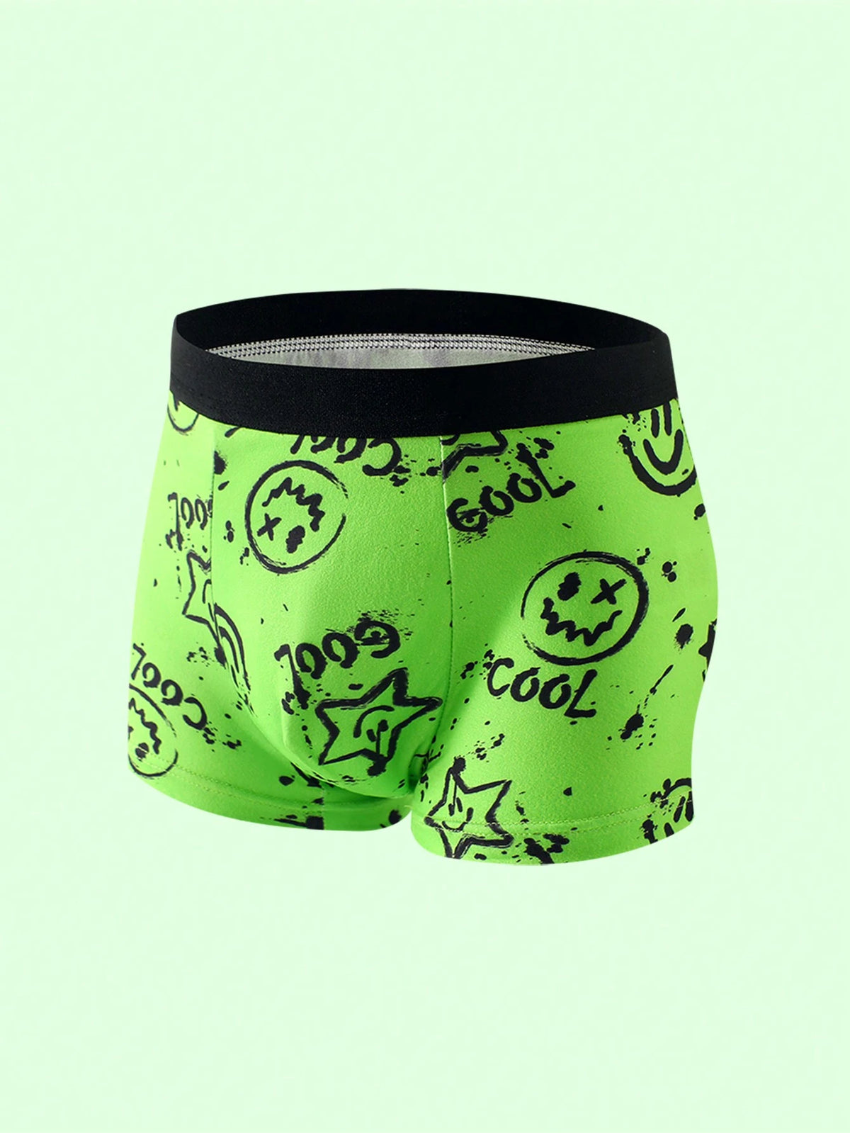 7pcs/Pack Boys' Game Console, Football, Rugby, Smiling Face Pattern Comfortable Growing Boxer Briefs Black Purple Summer Night Athletic