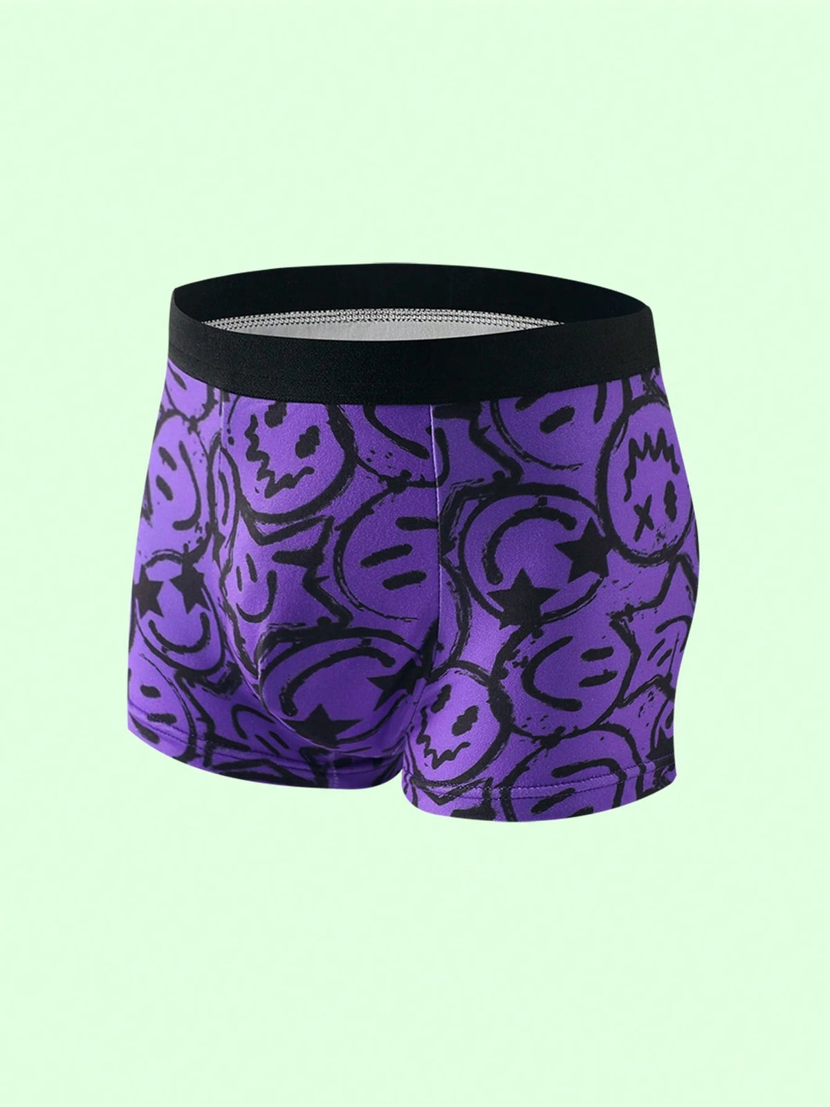 7pcs/Pack Boys' Game Console, Football, Rugby, Smiling Face Pattern Comfortable Growing Boxer Briefs Black Purple Summer Night Athletic