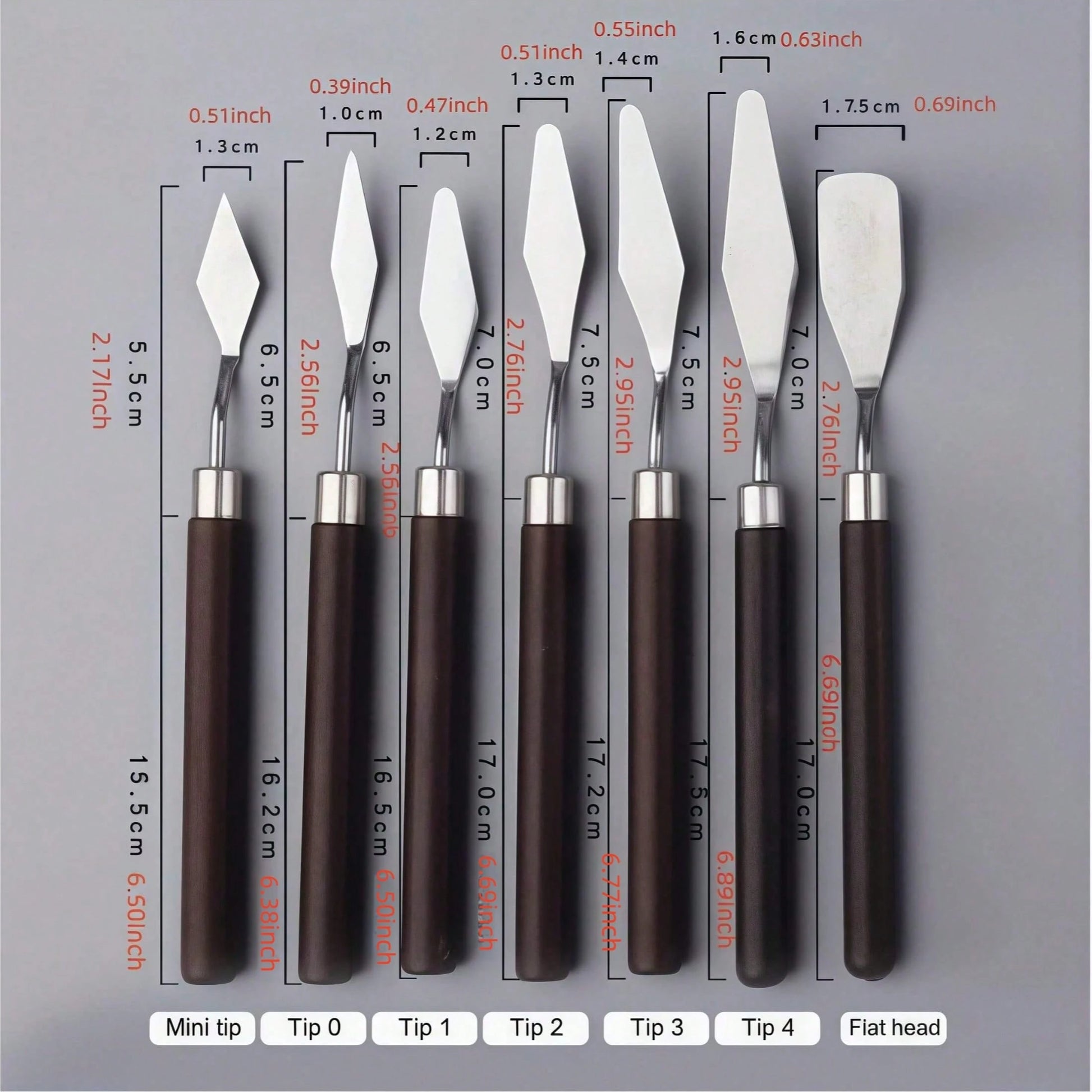 7pcs Professional Palette Knives, Stainless Steel Oil Brushes For Painting, Paint Scrapers, Oil Painting Palette Knives, Stainless Steel Paint Scrapers,Back To School,School Supplies