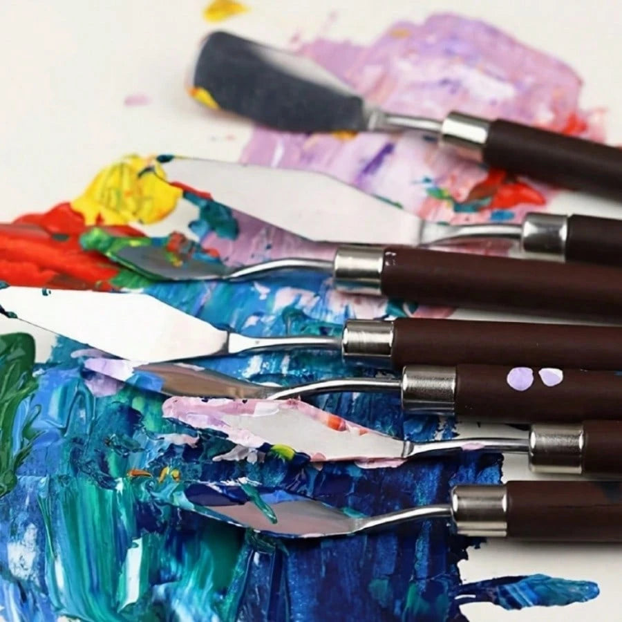 7pcs Professional Palette Knives, Stainless Steel Oil Brushes For Painting, Paint Scrapers, Oil Painting Palette Knives, Stainless Steel Paint Scrapers,Back To School,School Supplies