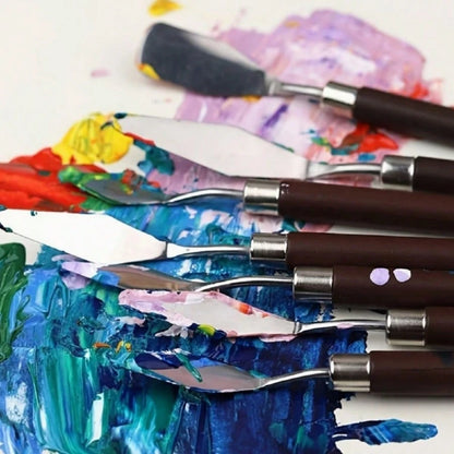 7pcs Professional Palette Knives, Stainless Steel Oil Brushes For Painting, Paint Scrapers, Oil Painting Palette Knives, Stainless Steel Paint Scrapers,Back To School,School Supplies