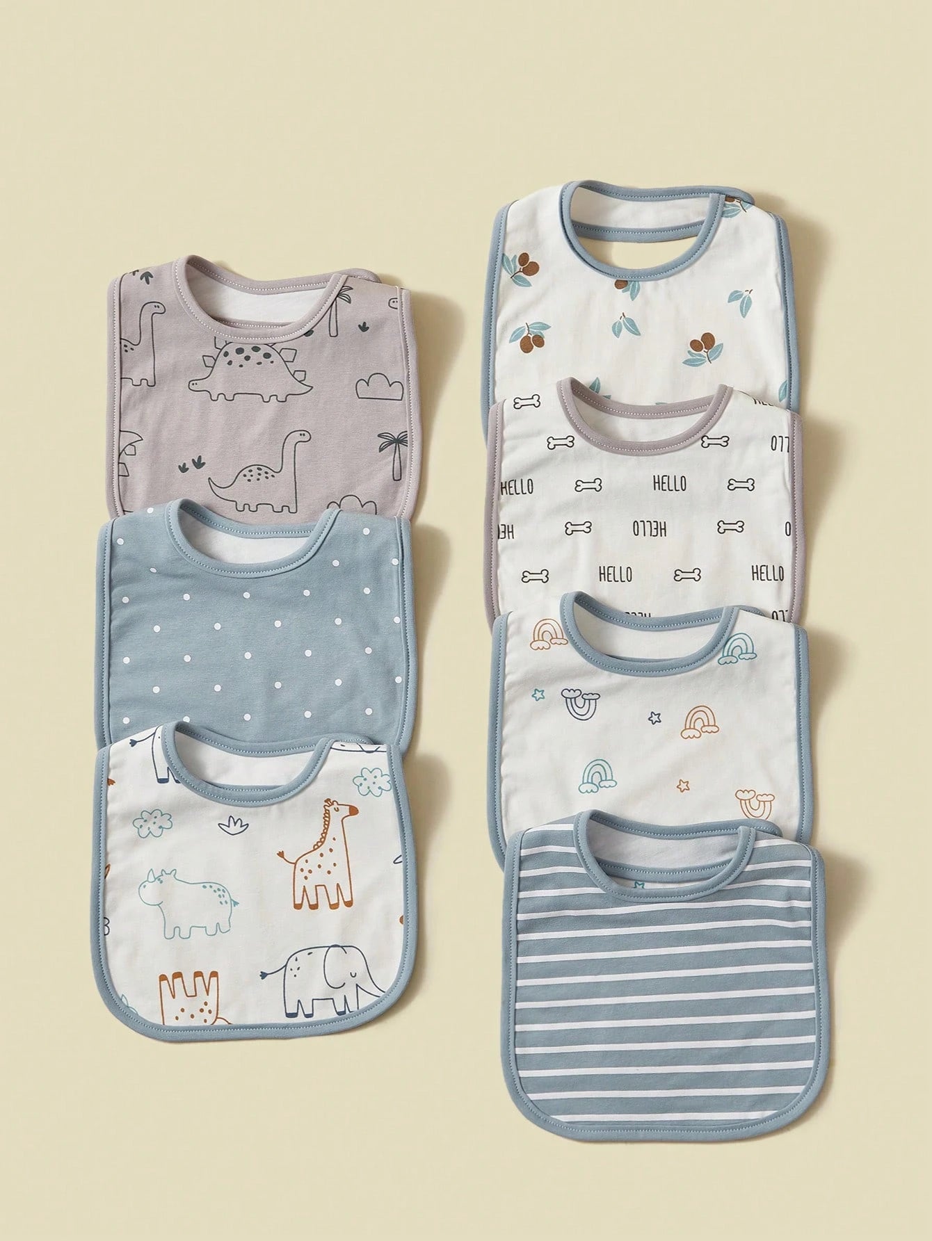 7pcs/Set Baby Bibs, Breathable Absorbent Ditsy Floral & Bow Pattern Burp Cloths For Baby Girls, Spring/Summer