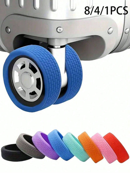 8/4/1pc Unisex Luggage Wheel Protective Covers: Shockproof, Silent, Noise-Reducing Silicone Protective Covers. Essential Travel Companion, Suitable For Various Travel, Family Camping, Beach Outings, S