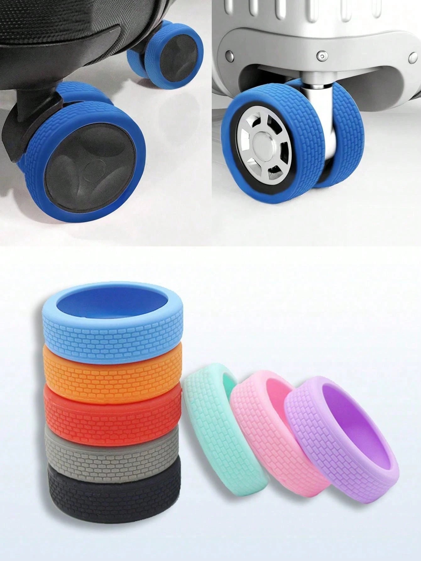 8/4/1pc Unisex Luggage Wheel Protective Covers: Shockproof, Silent, Noise-Reducing Silicone Protective Covers. Essential Travel Companion, Suitable For Various Travel, Family Camping, Beach Outings, S