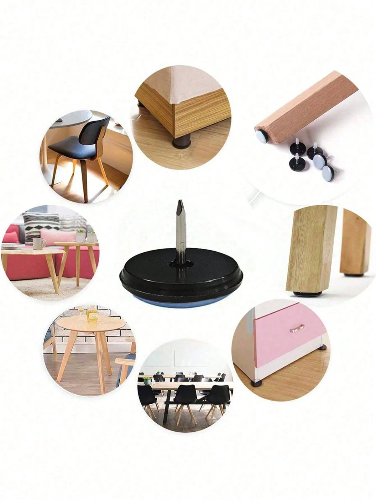 8 Pcs Furniture Sliders, Heavy Duty Chair Glides For Wood Floor, Easy Move & Floor Protection