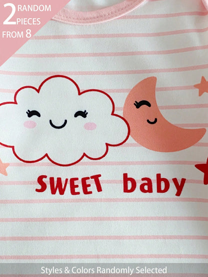 "8 Sets Random,Style 2 Set " Baby Girls Pajamas Crew Neck Long Sleeve NightgownFor Toddler,Breathable Skin-Friendly Home Wear Set