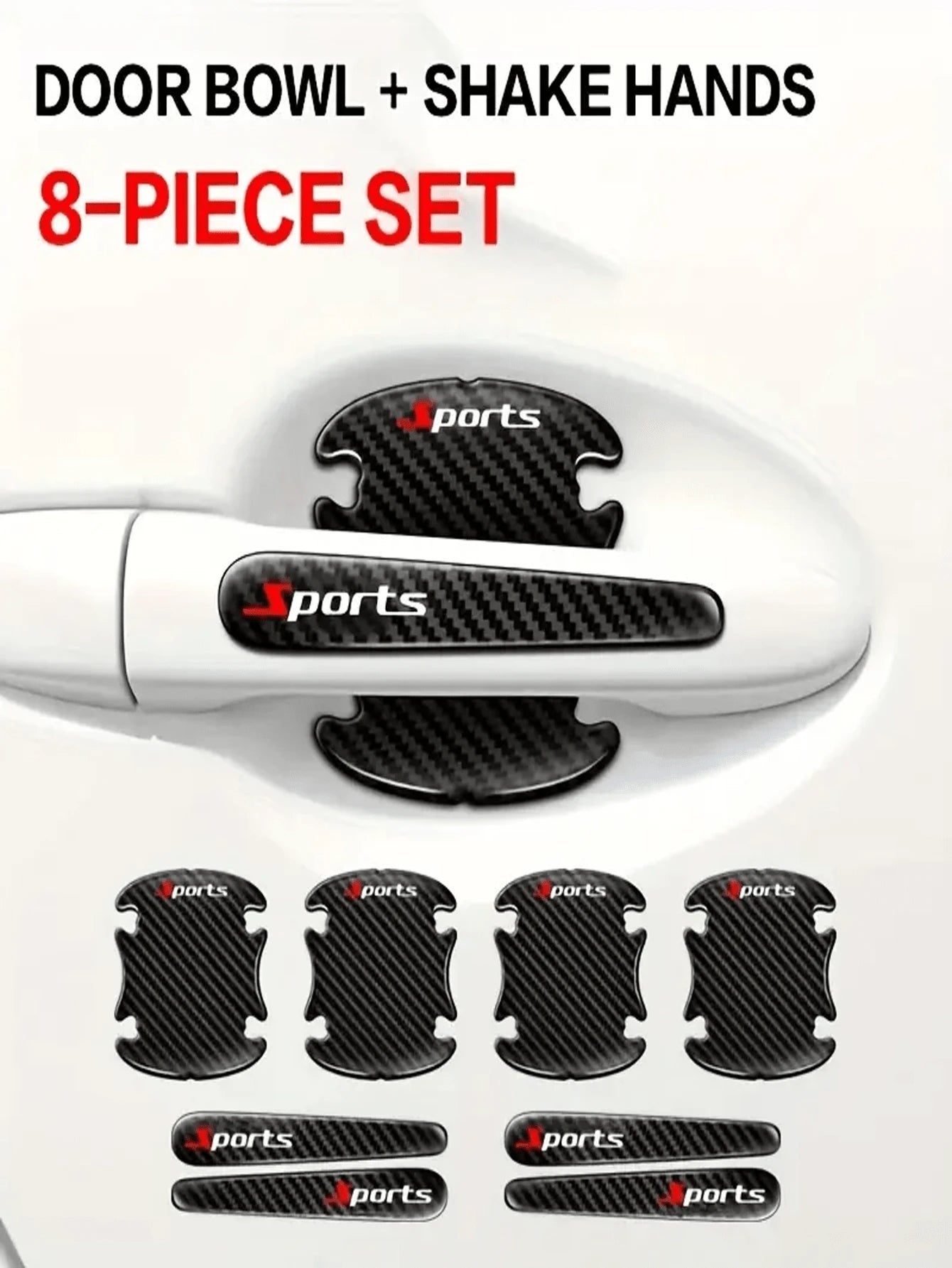 8pcs Auto Imitation Carbon Fiber Drip Glue Door Bowl Handle Protection Film Finish Anti-Scratch Door Anti-Collision Decorative Stickers