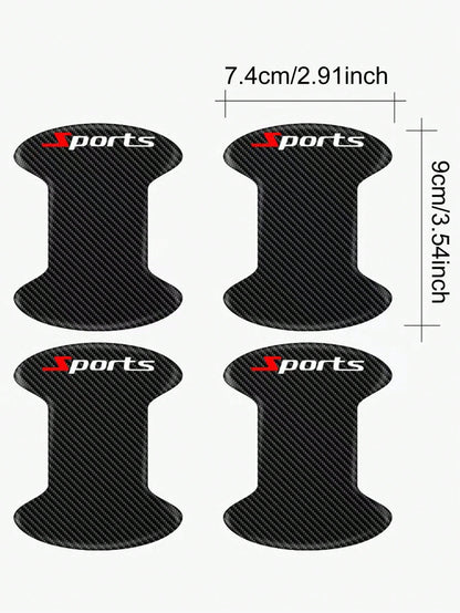 8pcs Auto Imitation Carbon Fiber Drip Glue Door Bowl Handle Protection Film Finish Anti-Scratch Door Anti-Collision Decorative Stickers