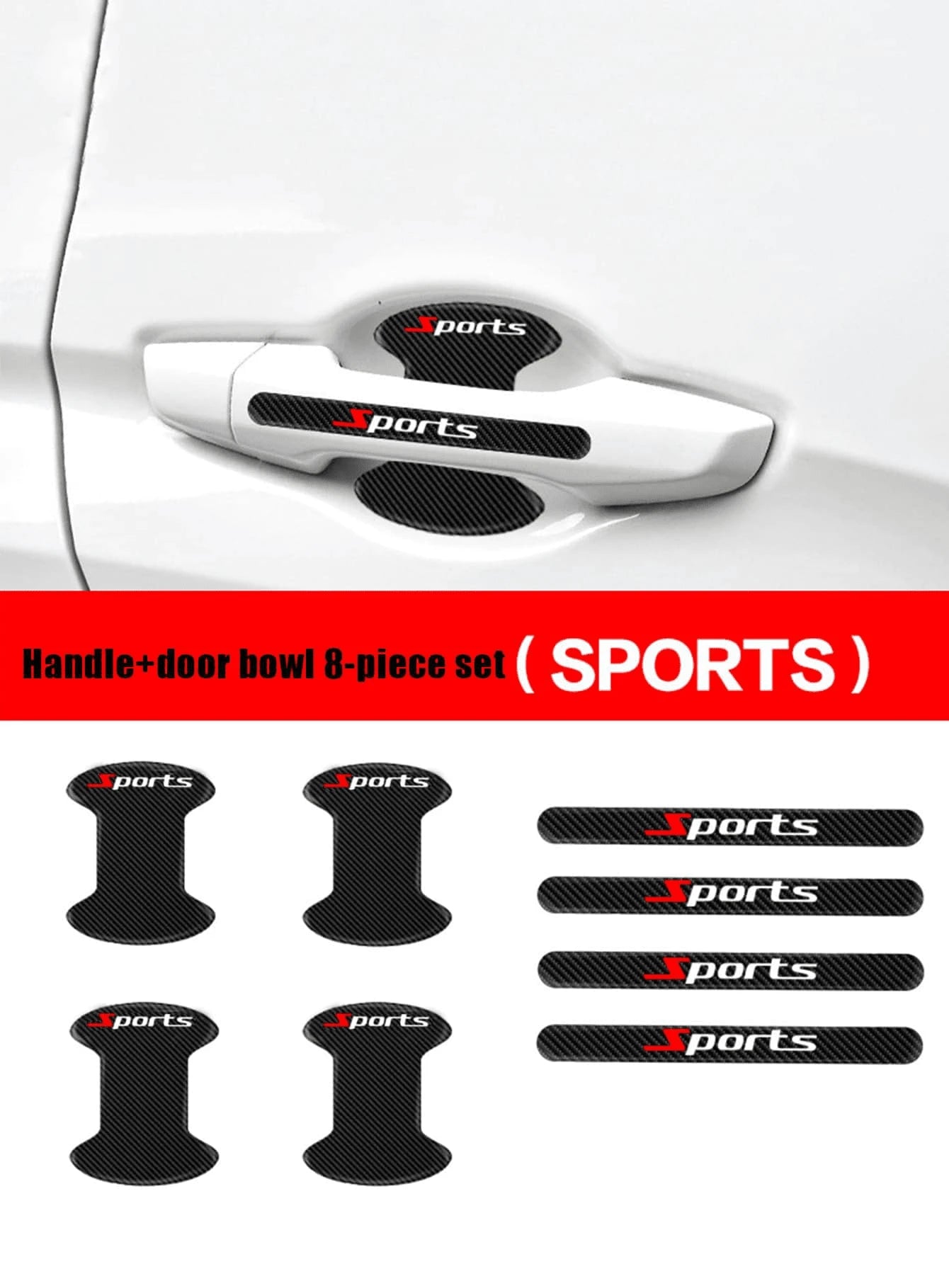8pcs Auto Imitation Carbon Fiber Drip Glue Door Bowl Handle Protection Film Finish Anti-Scratch Door Anti-Collision Decorative Stickers
