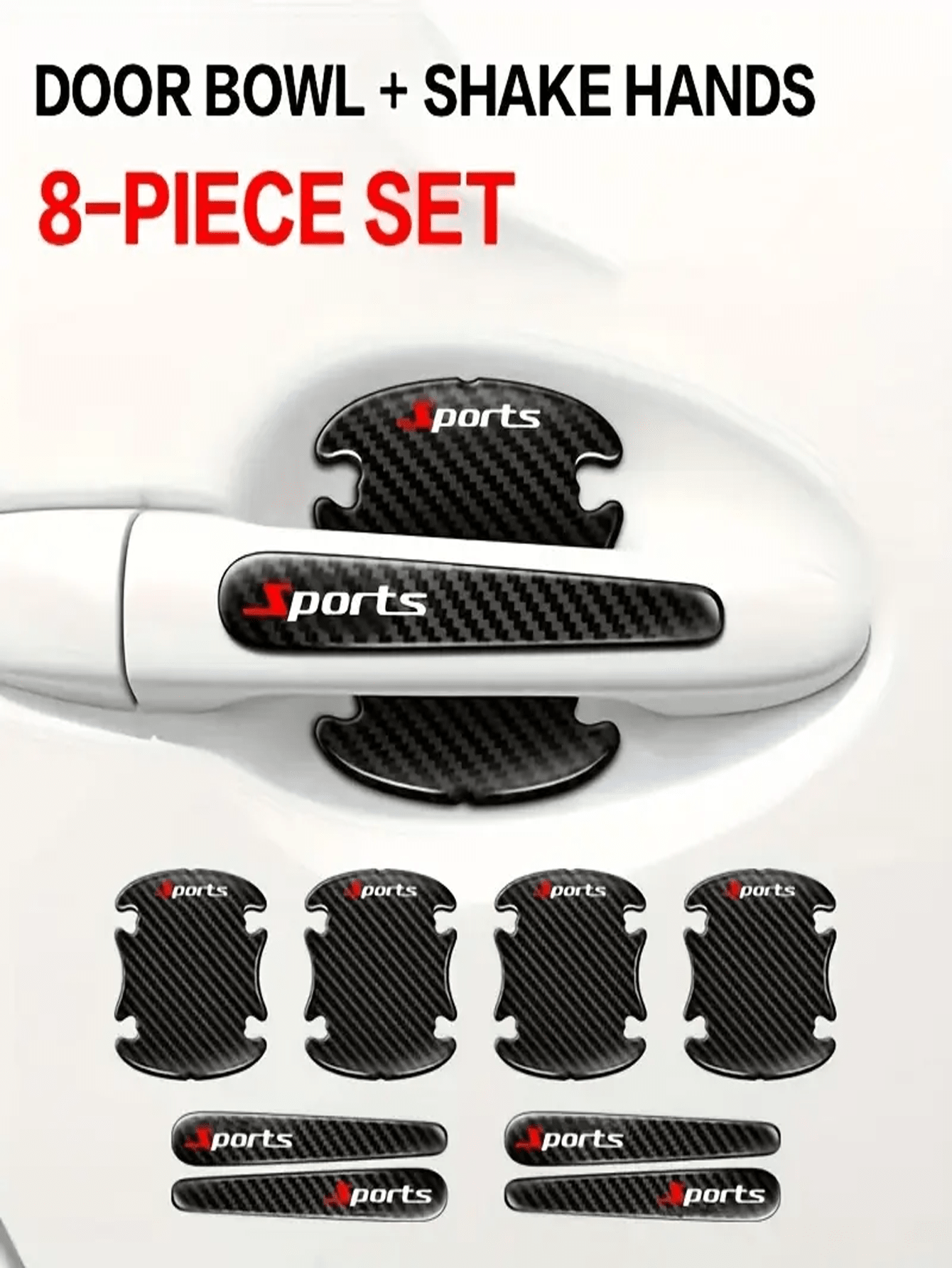 8pcs Auto Imitation Carbon Fiber Drip Glue Door Bowl Handle Protection Film Finish Anti-Scratch Door Anti-Collision Decorative Stickers