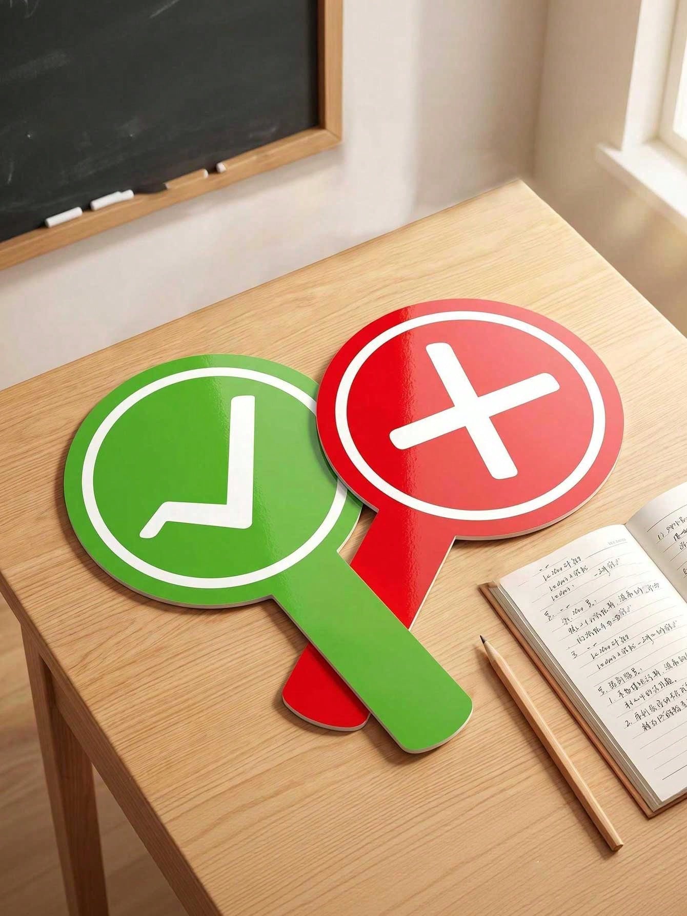 8pcs Double-Sided Handheld Response Cards - "Correct" & "Incorrect" Signs, Handheld Voting Paddles, Answer Paddles, For Classroom Interactive Teaching Props, Family Games, Interactive Learning Activit