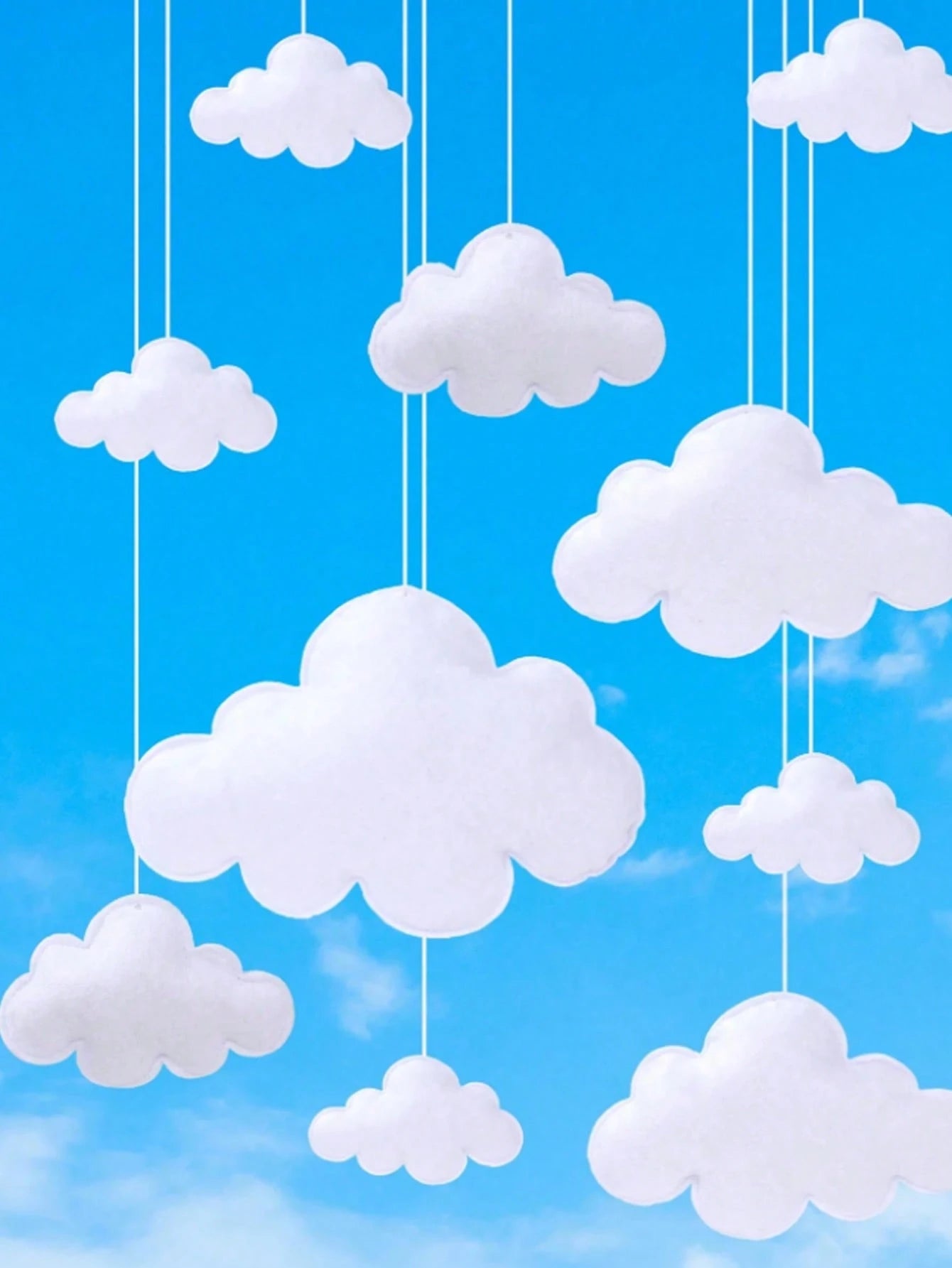 8pcs/Set, 3D Soft Felt Cloud Hanging Decor, Suitable For Baby Room Ceiling Or Wall Decoration; Neutral Style Cloud Felt Garland, Suitable For Baby Shower, Newborn Room, Gender Reveal Party, Birthday P