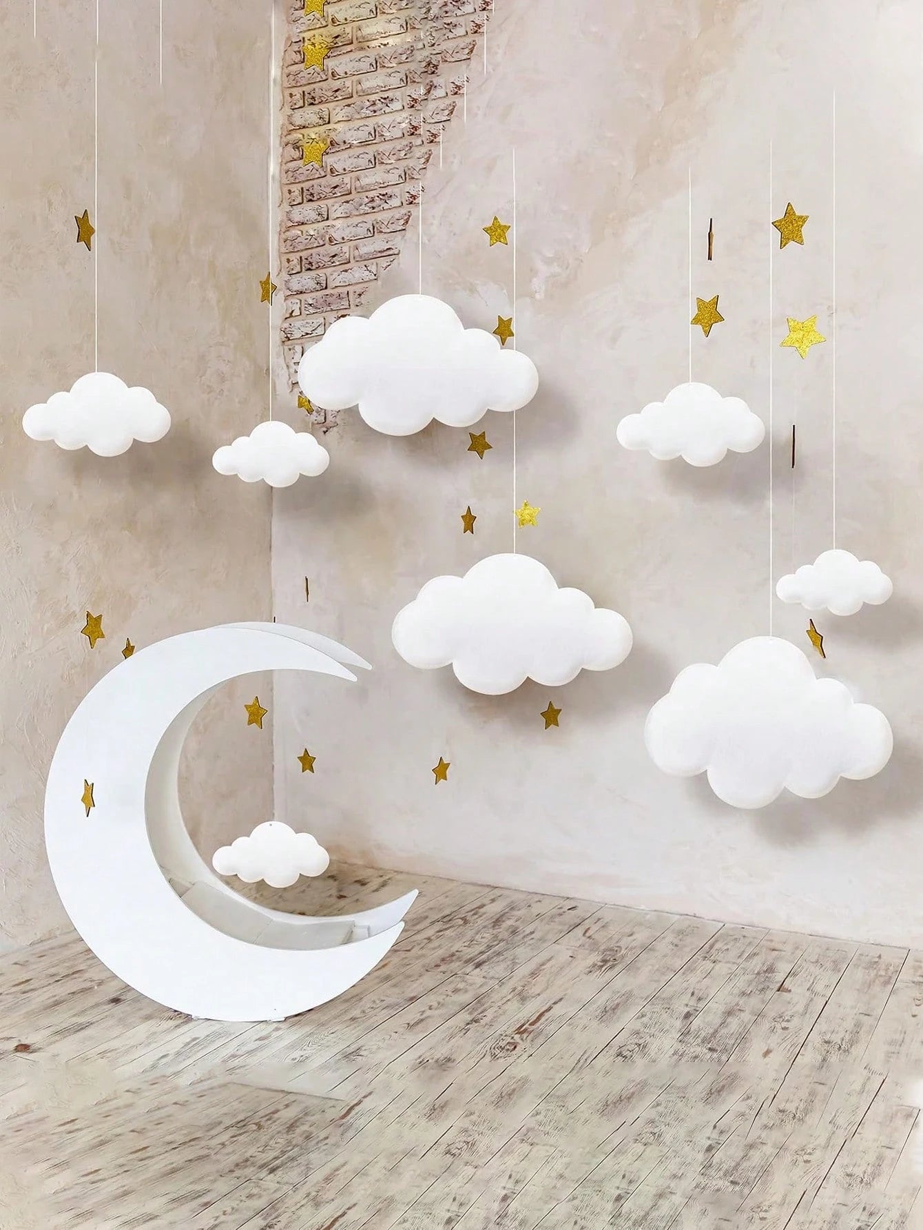 8pcs/Set, 3D Soft Felt Cloud Hanging Decor, Suitable For Baby Room Ceiling Or Wall Decoration; Neutral Style Cloud Felt Garland, Suitable For Baby Shower, Newborn Room, Gender Reveal Party, Birthday P