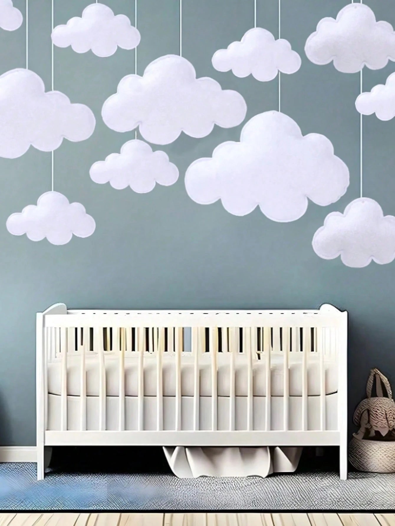 8pcs/Set, 3D Soft Felt Cloud Hanging Decor, Suitable For Baby Room Ceiling Or Wall Decoration; Neutral Style Cloud Felt Garland, Suitable For Baby Shower, Newborn Room, Gender Reveal Party, Birthday P