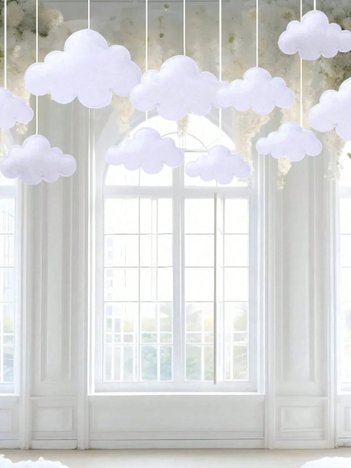 8pcs/Set, 3D Soft Felt Cloud Hanging Decor, Suitable For Baby Room Ceiling Or Wall Decoration; Neutral Style Cloud Felt Garland, Suitable For Baby Shower, Newborn Room, Gender Reveal Party, Birthday P