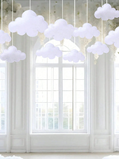8pcs/Set, 3D Soft Felt Cloud Hanging Decor, Suitable For Baby Room Ceiling Or Wall Decoration; Neutral Style Cloud Felt Garland, Suitable For Baby Shower, Newborn Room, Gender Reveal Party, Birthday P