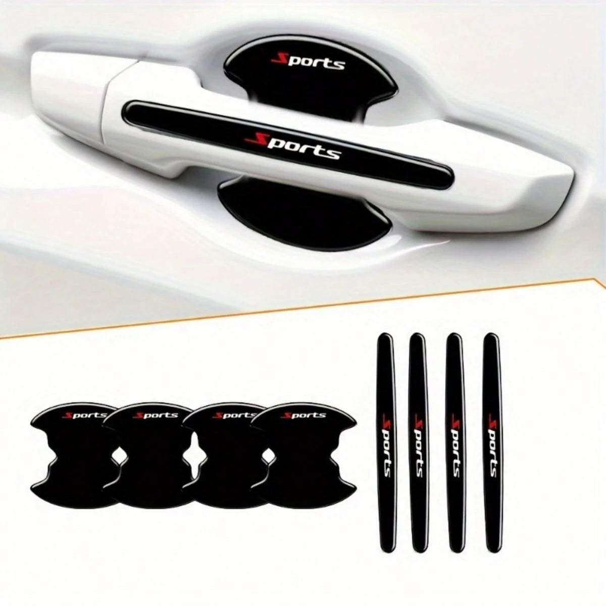 8Pcs Sports Car Door Handle Scratch Protection Stickers, Protective Film For Most Vehicles, Car Paint Protection