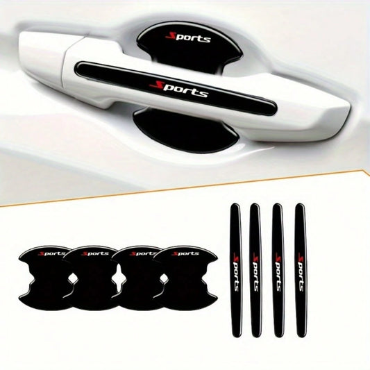 8Pcs Sports Car Door Handle Scratch Protection Stickers, Protective Film For Most Vehicles, Car Paint Protection