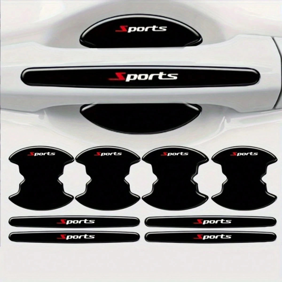 8Pcs Sports Car Door Handle Scratch Protection Stickers, Protective Film For Most Vehicles, Car Paint Protection