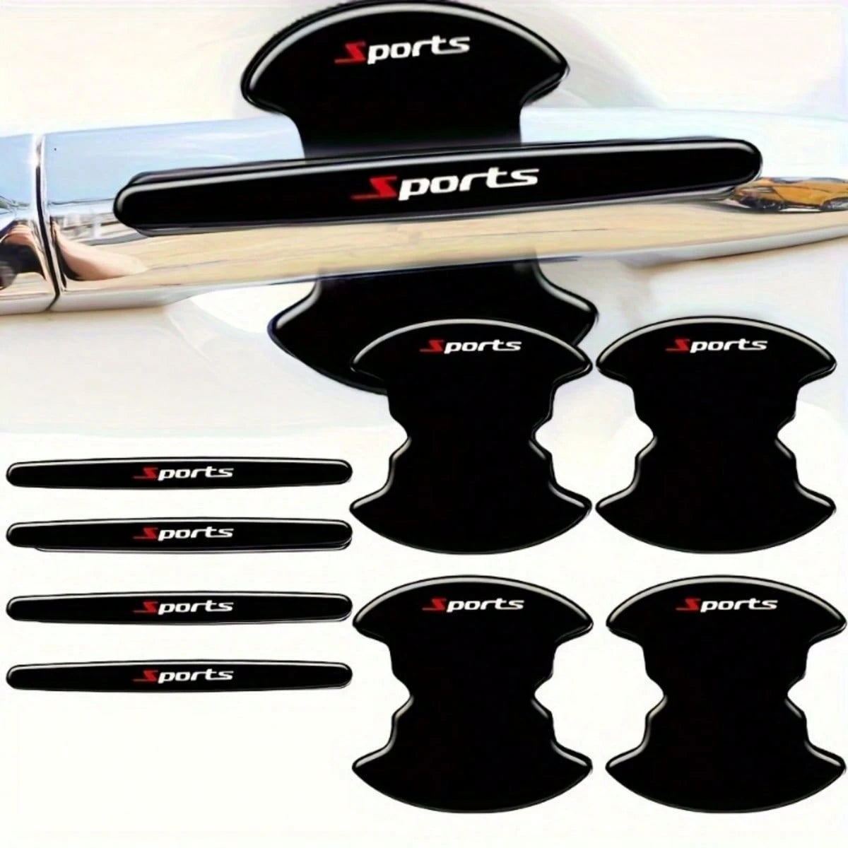 8Pcs Sports Car Door Handle Scratch Protection Stickers, Protective Film For Most Vehicles, Car Paint Protection
