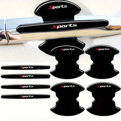 8Pcs Sports Car Door Handle Scratch Protection Stickers, Protective Film For Most Vehicles, Car Paint Protection