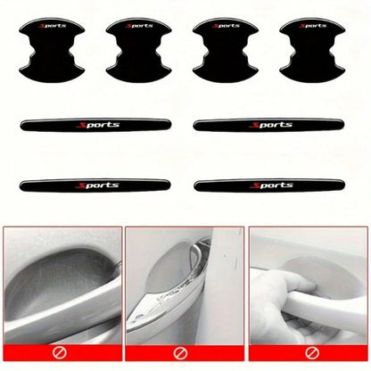 8Pcs Sports Car Door Handle Scratch Protection Stickers, Protective Film For Most Vehicles, Car Paint Protection